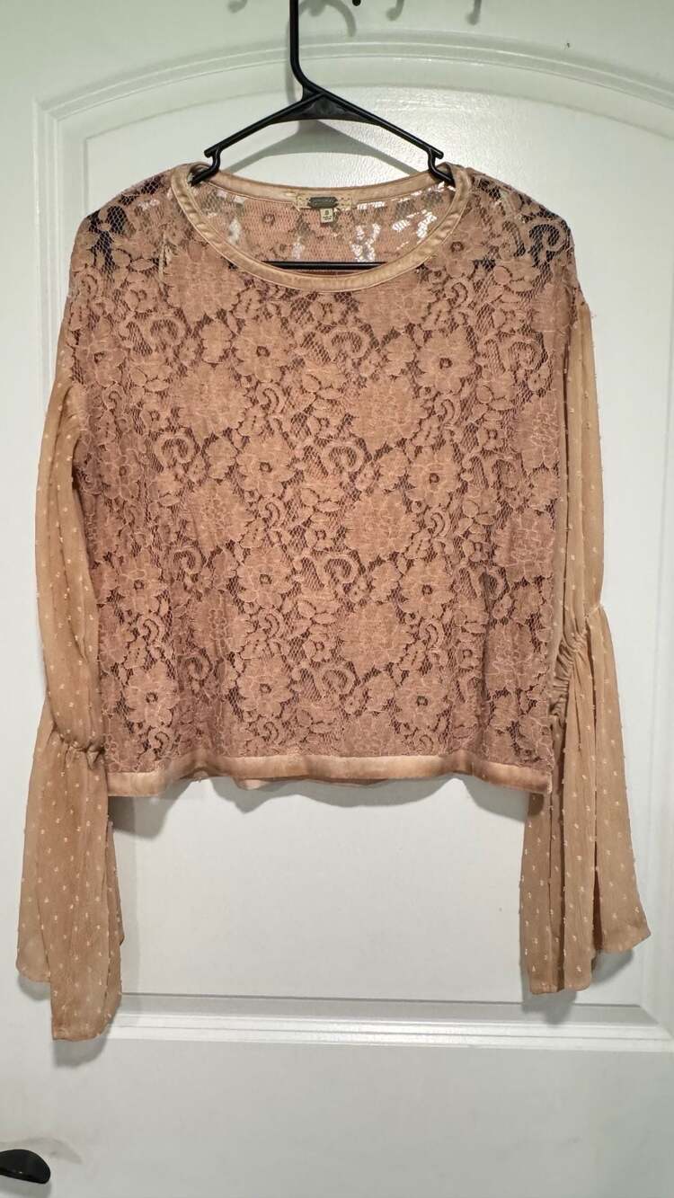 Boho Lace Bell Sleeve Crop Top Coquette Fairy Grunge Cottagecore Women’s S